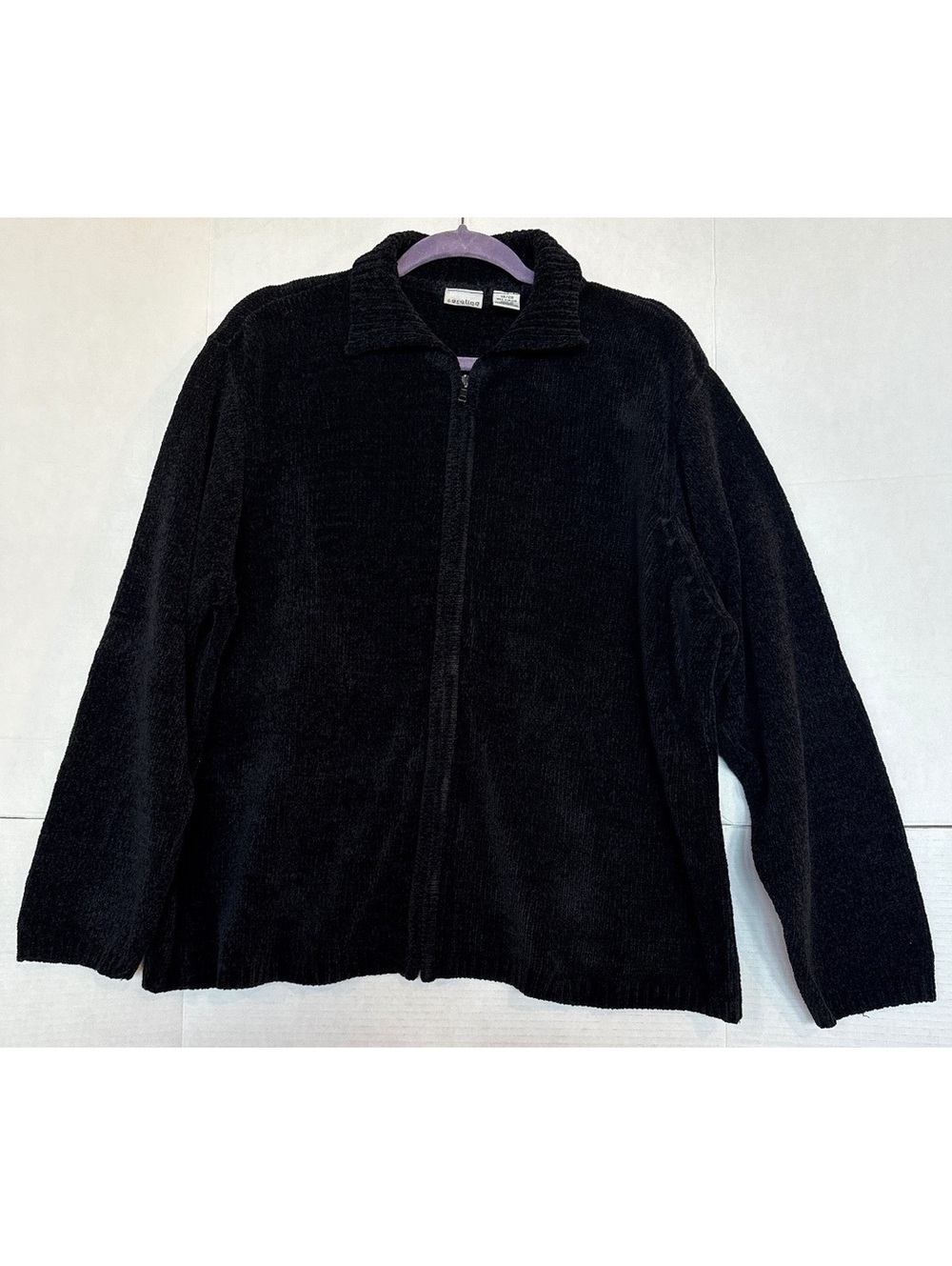 Carolina Colours Women's Black Acrylic Full Zip Sweater Jacket Size 18/20